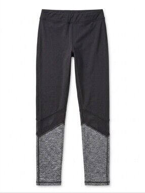1st Kiss Black Heather Grey Colorblock Leggings Patterned Knee Accent Activewear